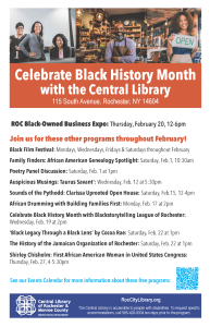 Black History Month Programs at the Central Library of Rochester & Monroe County