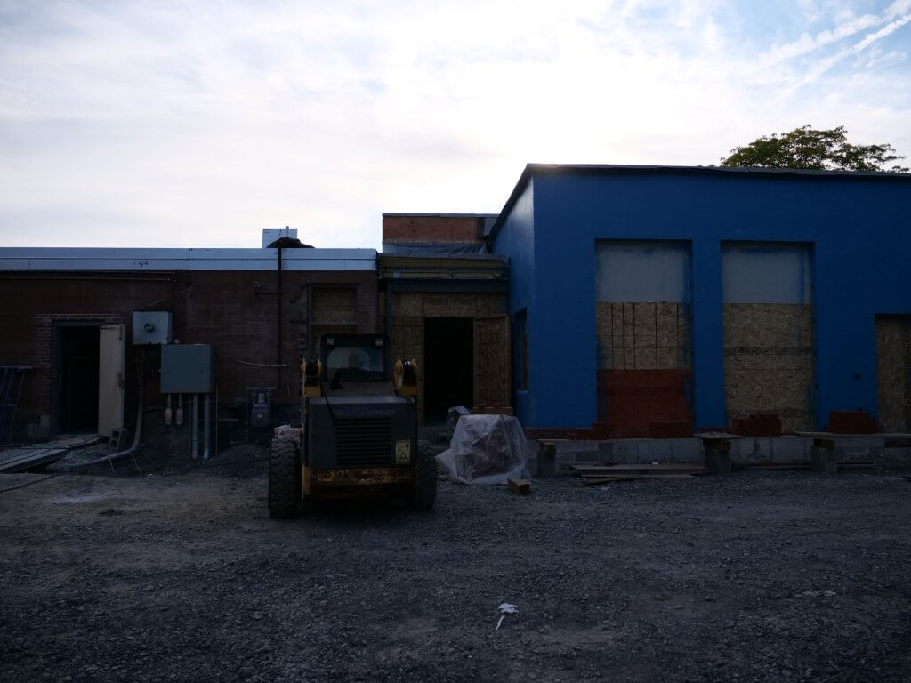 Unfinished construction photo of new entry